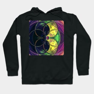 Mosaic Kaleidoscope Flower Purple Yellow and Green Hoodie